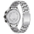 Herrenarmbanduhr-Rückseite mit silbernem Edelstahlgehäuse, Gravur und Gliederarmband