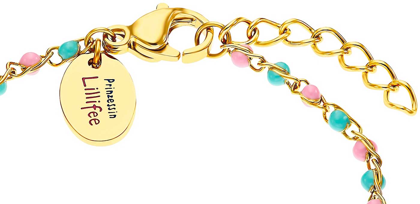 Prinzessin Lillifee 2033365 Buntes Armband mit Herzchen Anhängern aus Edelstahl