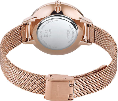 s.Oliver OLIVER-2033511 Damen Uhr • Präzises Quarzuhrwerk • Elegantes Milanaiseband
