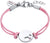 Textilarmband mit Herzanhänger, rosa Kordel, silberfarbene Edelstahl-Glieder