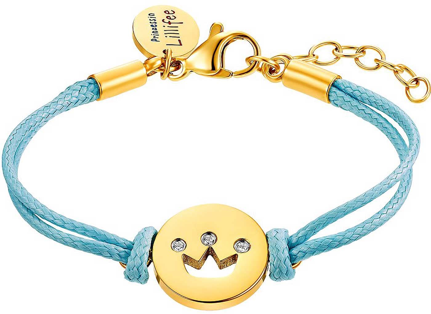 Prinzessin Lillifee 2034003 Textilarmband mit Krone aus Edelstahl vergoldet