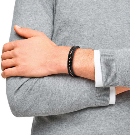 Geflochtenes Lederarmband mit Edelstahl, s.Oliver, Modell 2037990