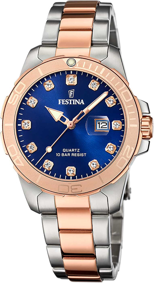Festina Boyfriend F20505 Damen Uhr • Präzises Quarzuhrwerk • Robustes Edelstahlgehäuse