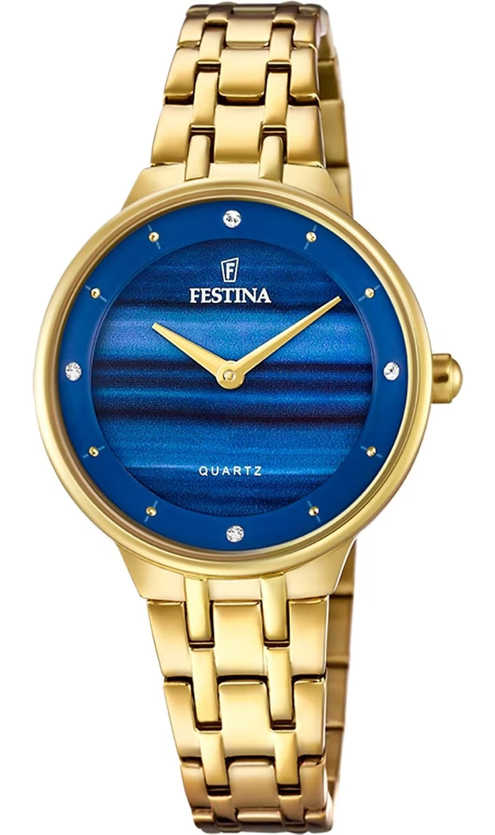 Festina Mademoiselle F20601/A Damenuhr • Japanisches Quarzwerk • Goldfarbenes Edelstahlband