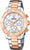 Damenuhr mit zweifarbigem Edelstahlband (Silber/Roségold) und rundem Chronographenzifferblatt