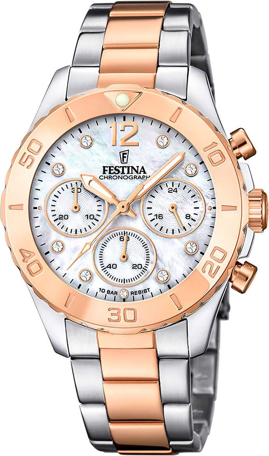 Festina Boyfriend F20605/1 Damenuhr • Edelstahl Chronograph