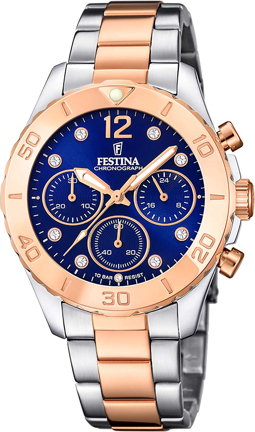 Festina Boyfriend F20605/3 Damenuhr • Chronograph • Bicolor