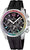 Festina Damenuhr mit schwarzem Zifferblatt, Chrono-Subdials, Regenbogen-Lünette, schwarzem Silikonarmband.