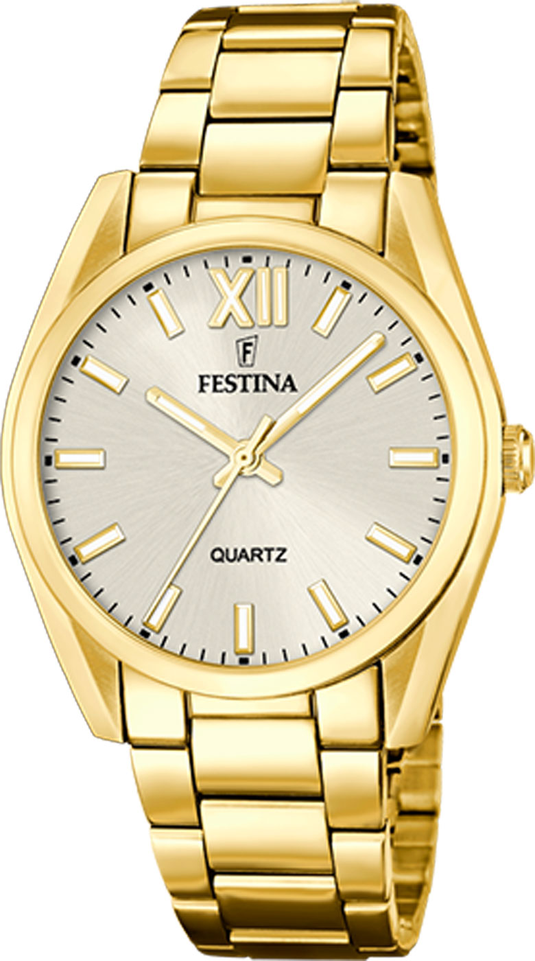 Festina Boyfriend F20640/1 Damenuhr • Präzises Quarzwerk • Gold-Optik