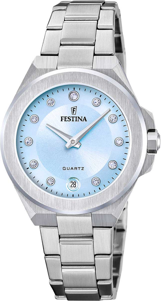 Festina Mademoiselle F20700/3 Damenuhr • Hellblaues Zifferblatt • Edelstahl