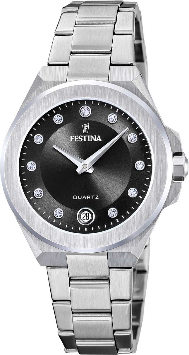 Festina Mademoiselle F20700/6 Damenuhr • Elegante Kristalle • Edelstahl