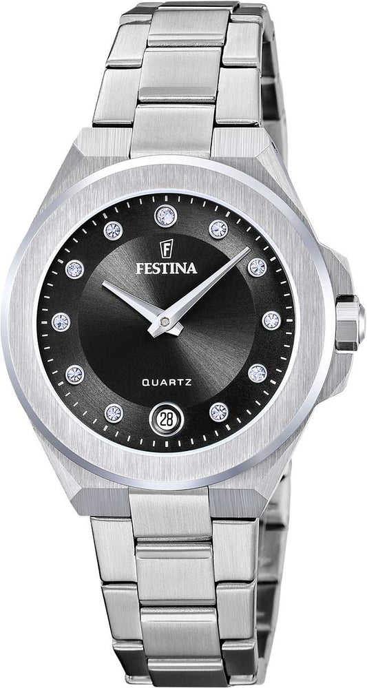 Festina Mademoiselle F20700/6 Damenuhr • Elegante Kristalle • Edelstahl