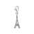 Eifelturm-Charm-Anhänger aus Sterlingsilber 925 mit Öse, Seitenansicht.