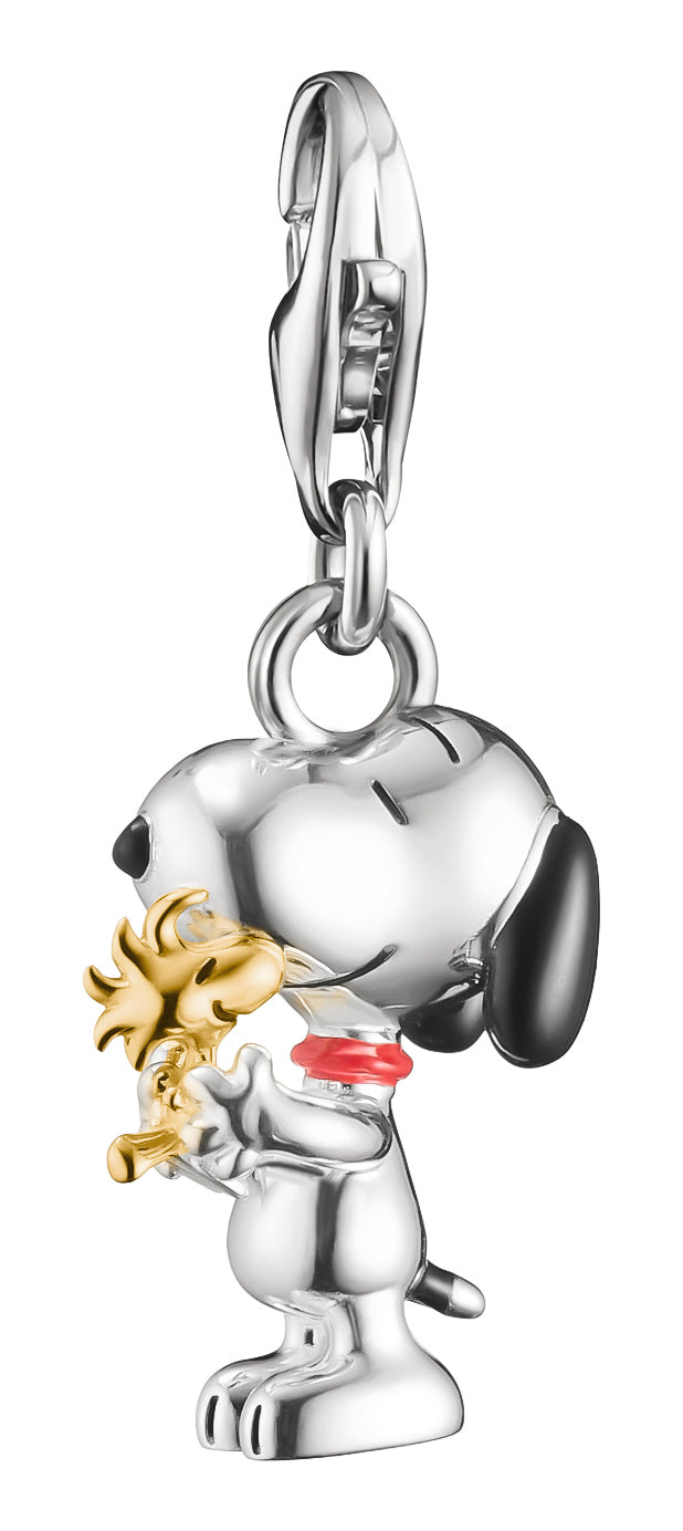 Charm-Anhänger 18k vergoldetes recyceltes 925 Silber mit Kaltemail Snoopy & Woodstock Friends Motiv Thomas Sabo Modell: 2228-427-7