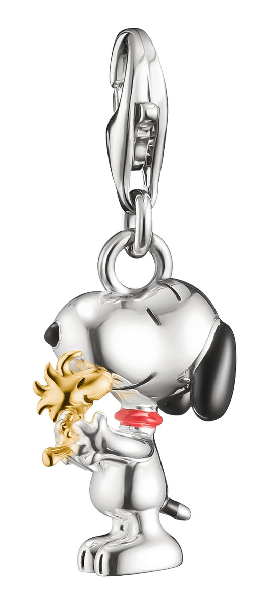 Charm-Anhänger 18k vergoldetes recyceltes 925 Silber mit Kaltemail Snoopy & Woodstock Friends Motiv Thomas Sabo Modell: 2228-427-7