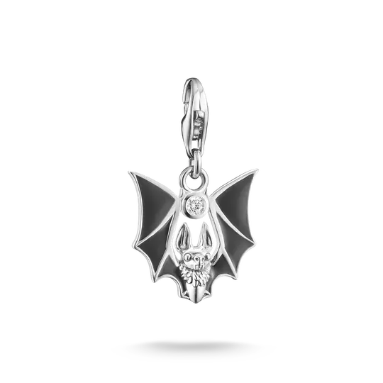 Sterlingsilberner Fledermaus-Charm-Anhänger mit Zirkonia