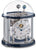 Tourbillon-Uhr in silbernem Gehäuse mit blauem Sockel und Glasglocke