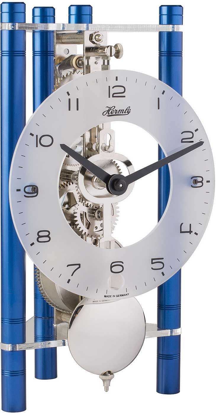 Hermle Tischuhr 19,5x11x9 cm Aluminium • 8-Tage-Skelettwerk • Puristisches Design