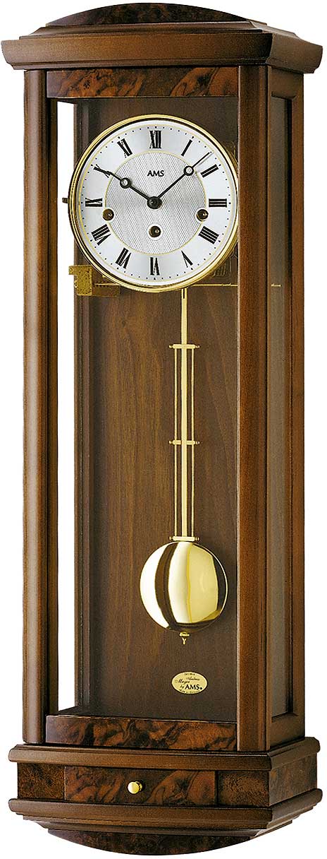 AMS Wanduhr 65x24x15 cm Holz • Mechanisches 8-Tage-Werk • Westminster Schlagwerk