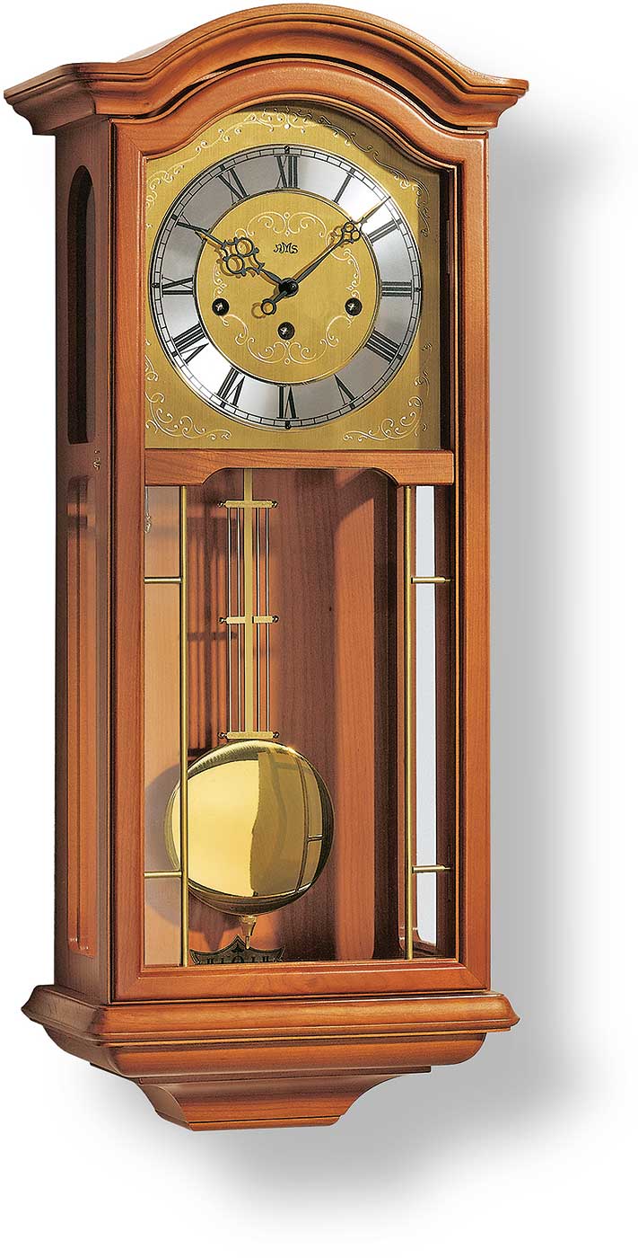AMS Wanduhr 67x27x15 cm Holz • Westminster Melodie • Automatischer Nachtabschaltung