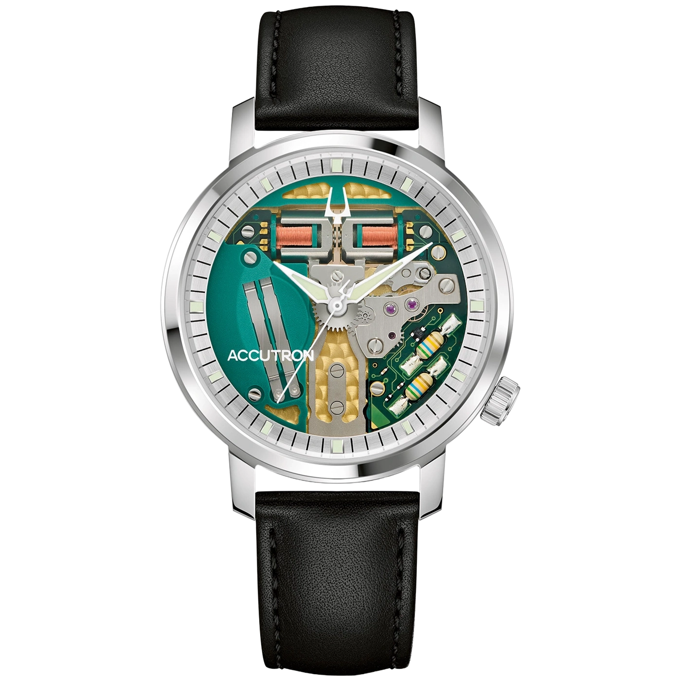 Bulova Accutron Spaceview 314 26A211 Herren Armbanduhr Grün • Stimmgabel-Kaliber Y230-Y4A • Saphirglas