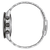 Herrenarmbanduhr mit silbernem Edelstahlgehäuse und Uhrenarmband, seitliche Knöpfe