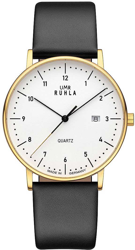 UMR Ruhla RUHLA-Classic 30432 sw Herren Uhr • Quarz Uhrwerk • IP-Gold Edelstahlgehäuse