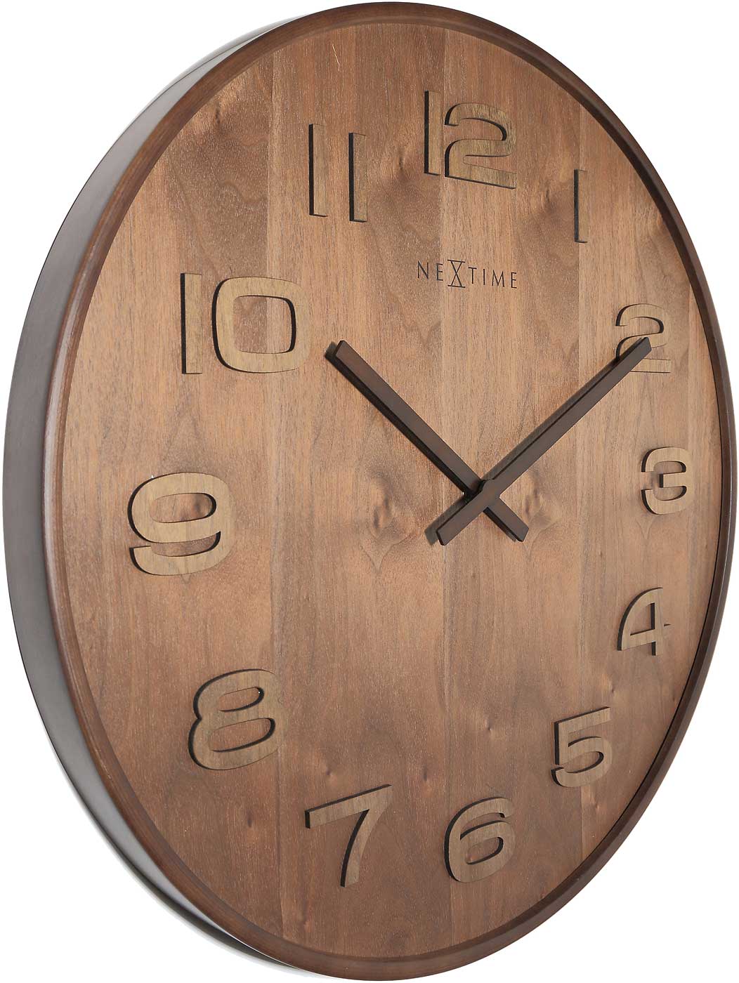 Nextime Wall Clock 53x53x3 cm Wood • Silent Quartz Movement • Natural Wood