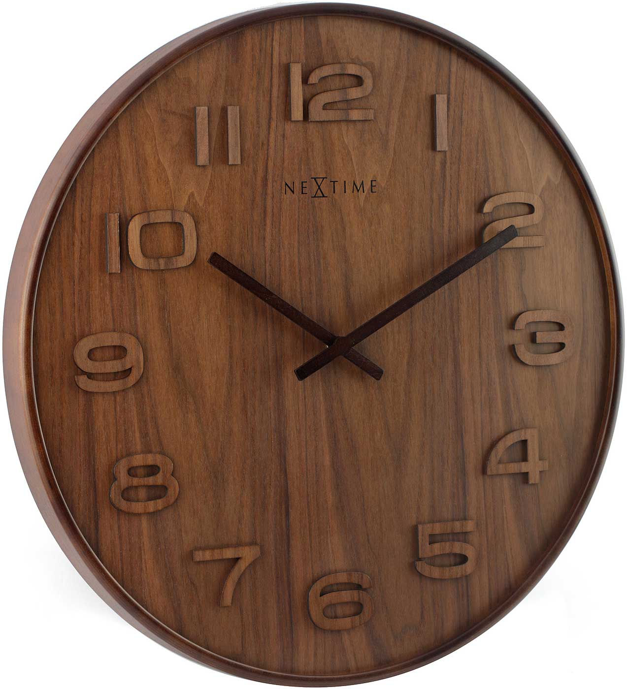 Nextime Wall Clock 53x53x3 cm Wood • Silent Quartz Movement • Natural Wood