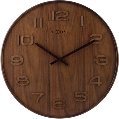 Nextime Wall Clock 53x53x3 cm Wood • Silent Quartz Movement • Natural Wood