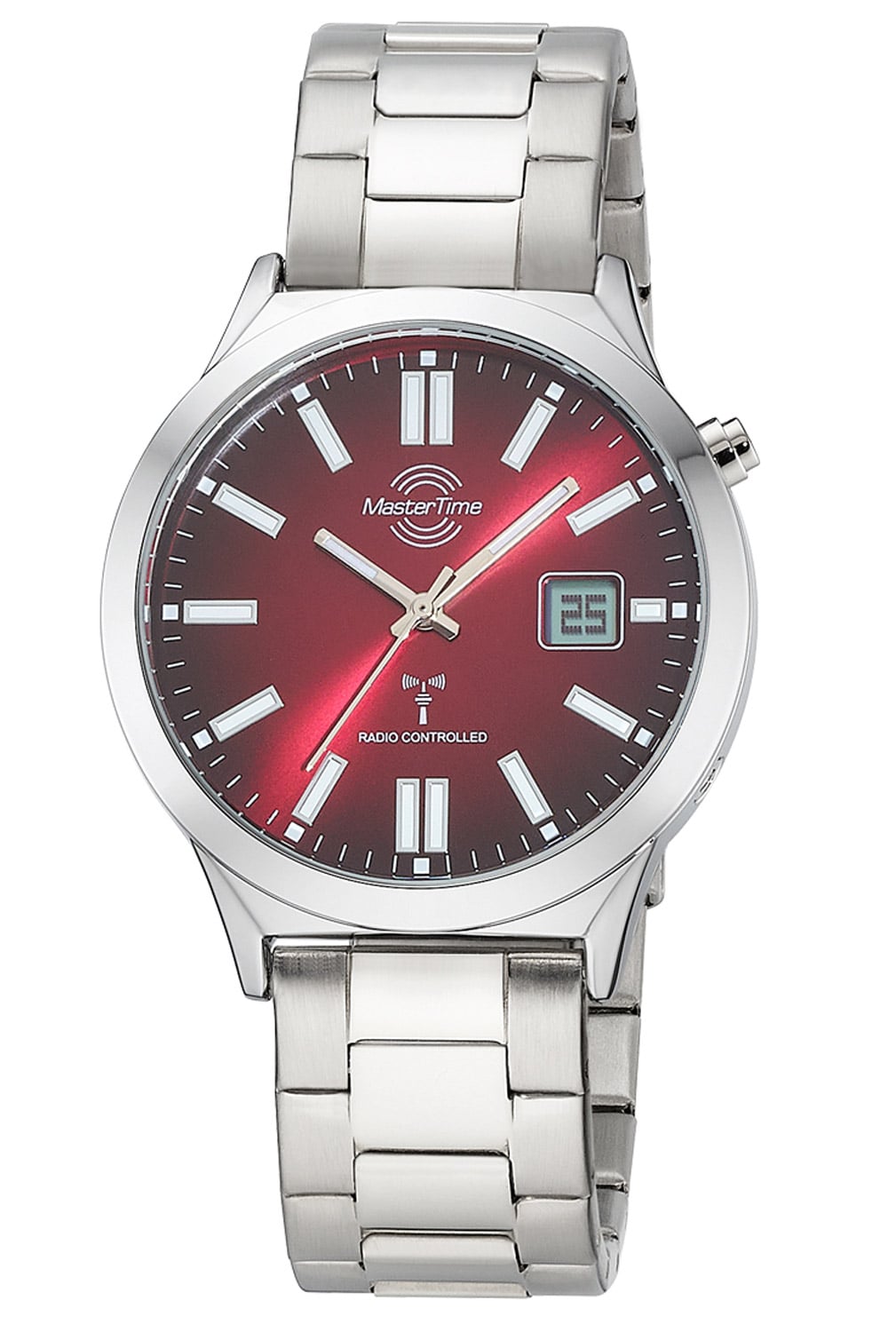 Master Time Super Power MTGA-10945-81M Herrenuhr Rot • Funkuhr • Mineralglas