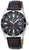 Master Time Herrenuhr mit schwarzem Lederarmband, silbernem Gehäuse, schwarzem Zifferblatt und Datum