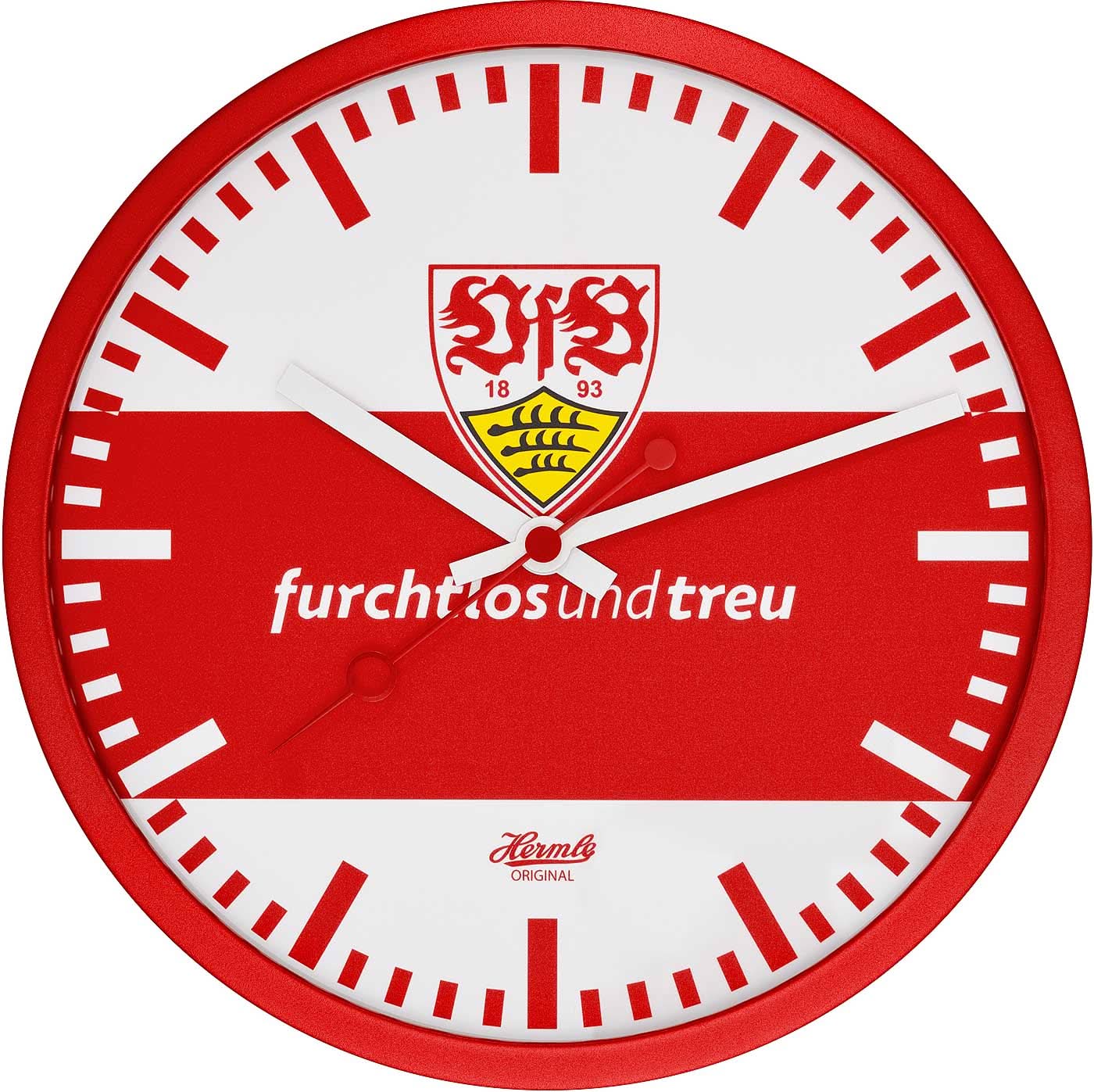 Hermle Wall Clock 30 cm Ø Metal • VfB Stuttgart Edition • Silent Quartz Movement