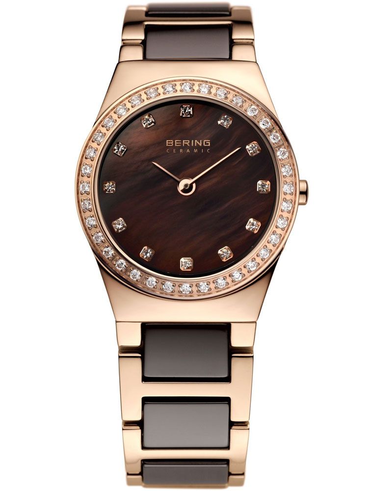 Bering Ceramic 32426-765 Damen Armbanduhr Roségold-Braun • Saphirglas • Keramikarmband