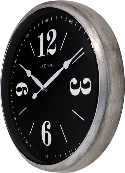 Nextime Wanduhr 39x39x8,3 cm Metall • Lautloses Quarzwerk • Zeitloses Design
