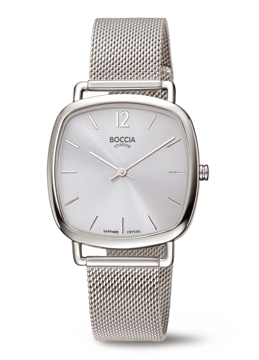 Boccia Titanium 3334-06 Damen Armbanduhr Silber • Saphirglas • Superflaches Titan-Gehäuse