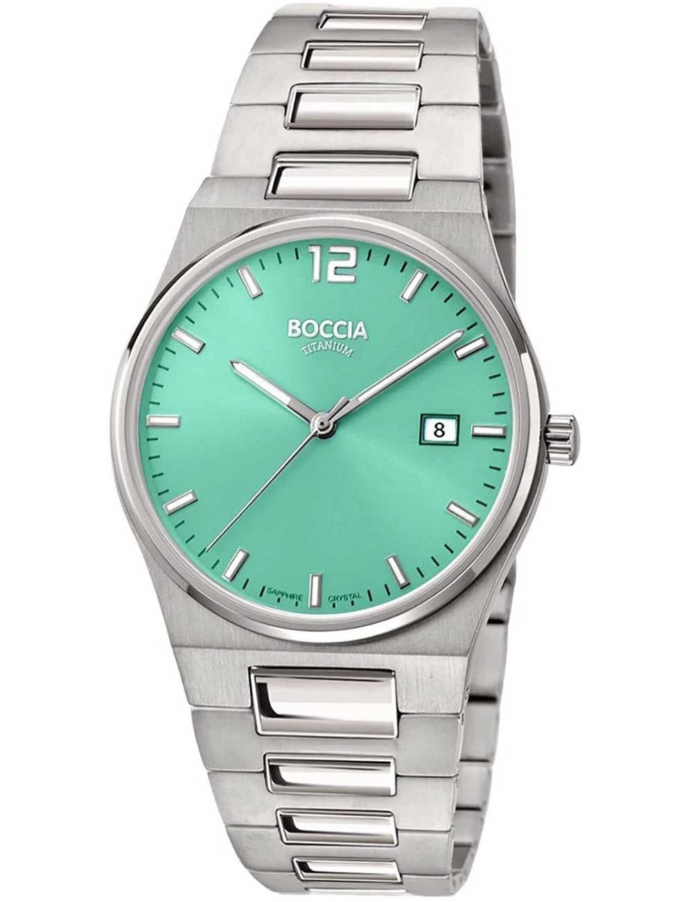Boccia 3357-02 Damen Armbanduhr • Titan mit Saphirglas • Grünes Zifferblatt