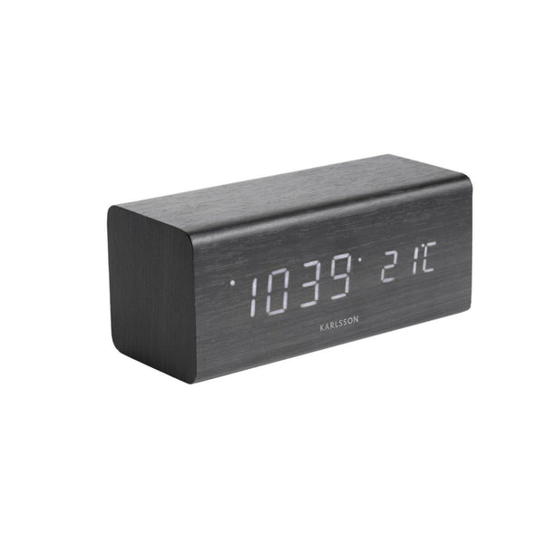 Karlsson Block Alarm Clock 16.0x7.2x7.1 cm Wood • LED Display • Temperature Display