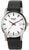 Herrenarmbanduhr mit rundem weißem Zifferblatt, dunklem Lederband und Boccia-Titaniumgehäuse