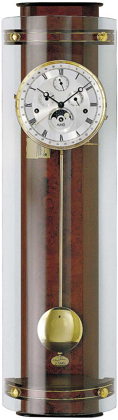 AMS Wanduhr 72 cm Holz • Mechanisches Westminster-Schlagwerk • Mit Mondphase & Datum