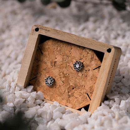 Composition Ohrringe mit weissem Perlmutt Holzkern Modell Jewelry