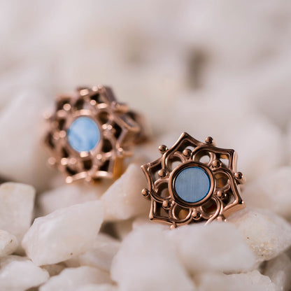 Composition Ohrringe mit blauem Perlmutt - Holzkern Modell: Jewelry