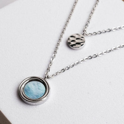 Zendala Layering-Halskette Perlmutt/Silber - Holzkern Modell: Jewelry
