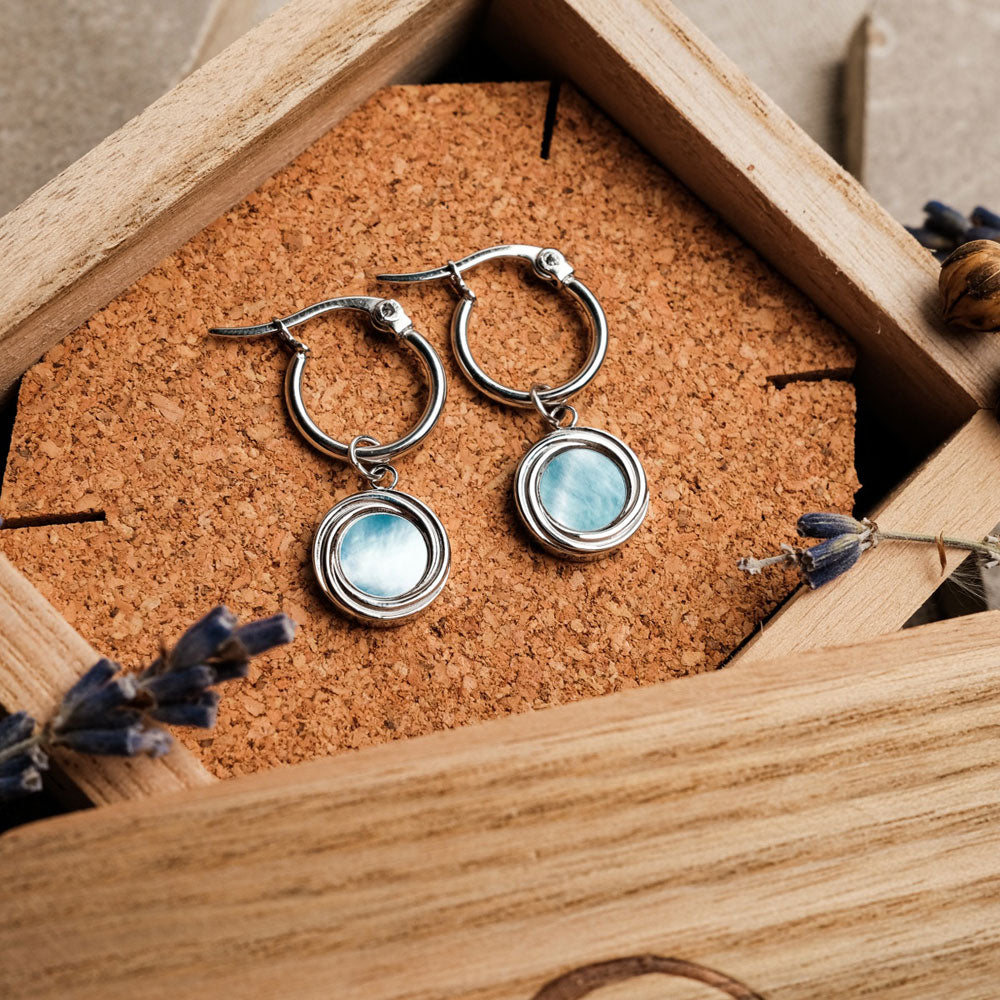 Zendala Earrings with Round Pendant - Wooden Core Model: Jewelry