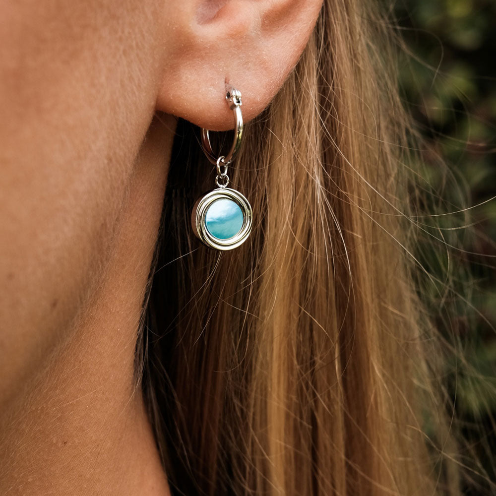 Zendala Earrings with Round Pendant - Wooden Core Model: Jewelry