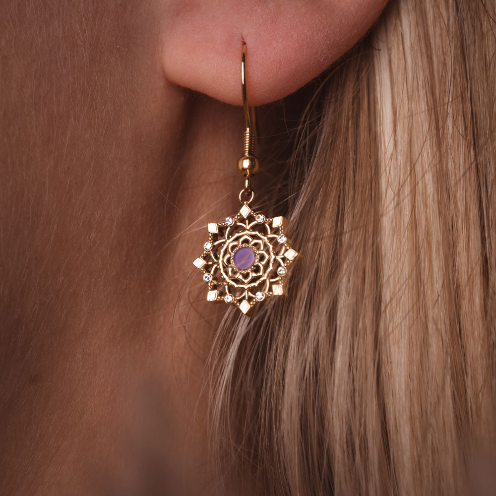 Aphonia Ohrhaenger Schneeflocke Holzkern Modell Jewelry