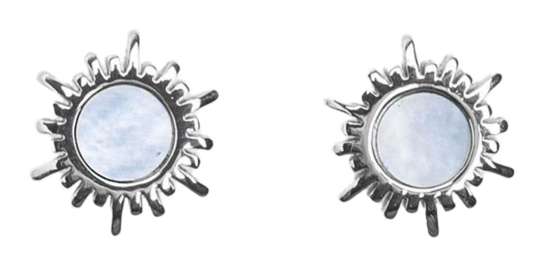 Shade Ohrstecker Sonne mit blauem Perlmutt Holzkern Modell Jewelry