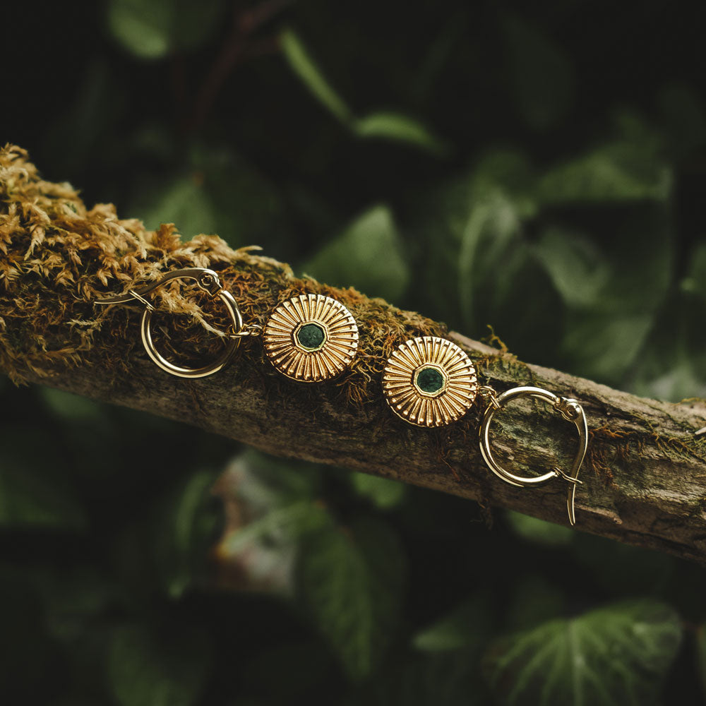 Stencil Ohrhänger mit rundem Anhänger - Holzkern Modell: Jewelry