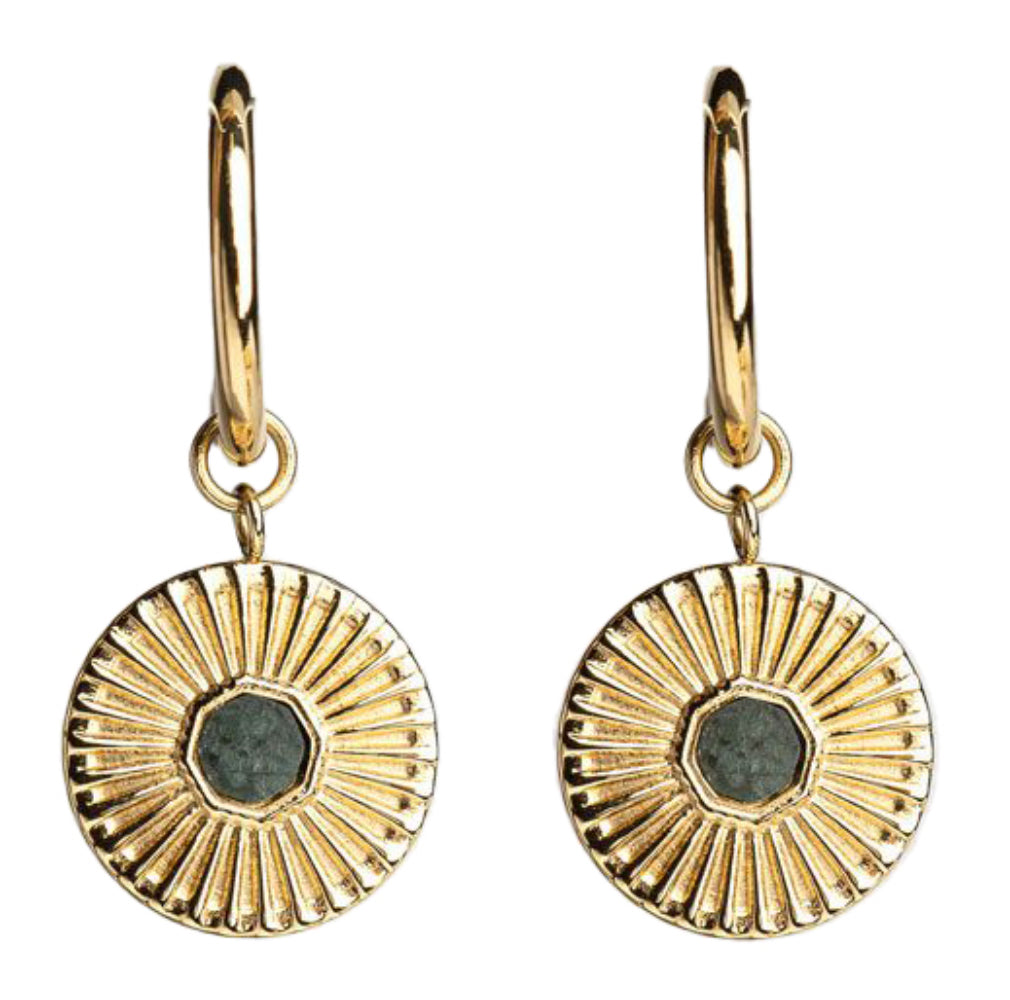 Stencil Ohrhänger mit rundem Anhänger - Holzkern Modell: Jewelry