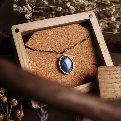 Mirror Halskette mit ovalem Anhänger - Holzkern Modell: Jewelry